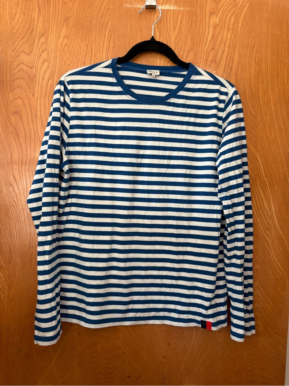 KULE Blue and White Striped Long-Sleeve Crew Tee M